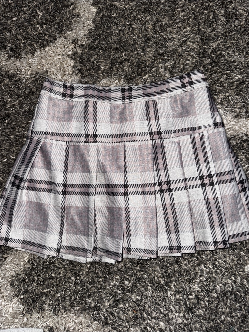 abercrombie kids Pink and Black Plaid Pleated Mini Skirt